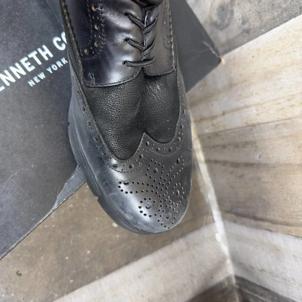 Kenneth Cole‎ Mens Trent Black Wingtip Dress Shoes Size 11